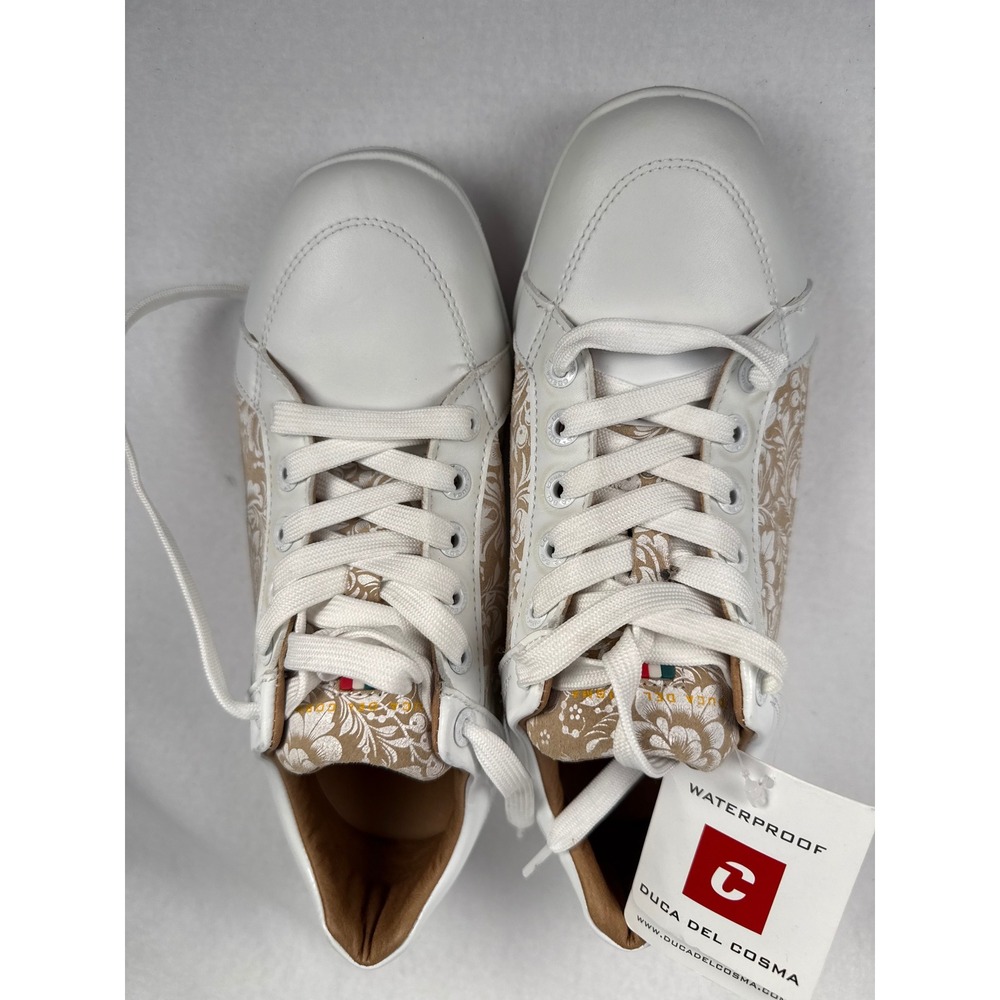 Duca del Cosma Women White Tan Floral Waterproof Golf Shoes Sneakers Size 37 6.5 - Picture 9 of 11